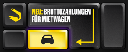 Bruttozahlungen jetzt auch für Mietwagen verfügbar